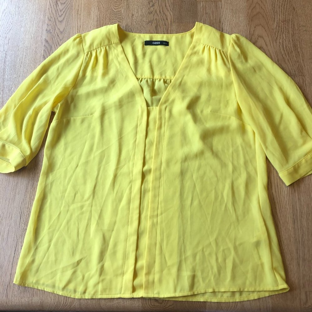Oasis Yellow Blouse Size 10/36 - Picture 2 of 11